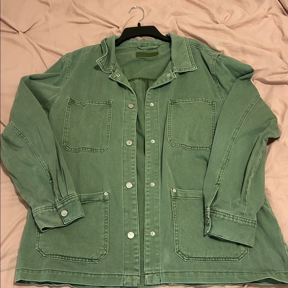 Washed Green Utility Jacket - Women's Casual Workwear